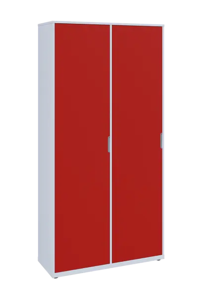 KSR6-81 L skříň šatní, 2x výsuvné ramínko, 2053x1022x400 mm, provedení levé, bílá sněžná/červená